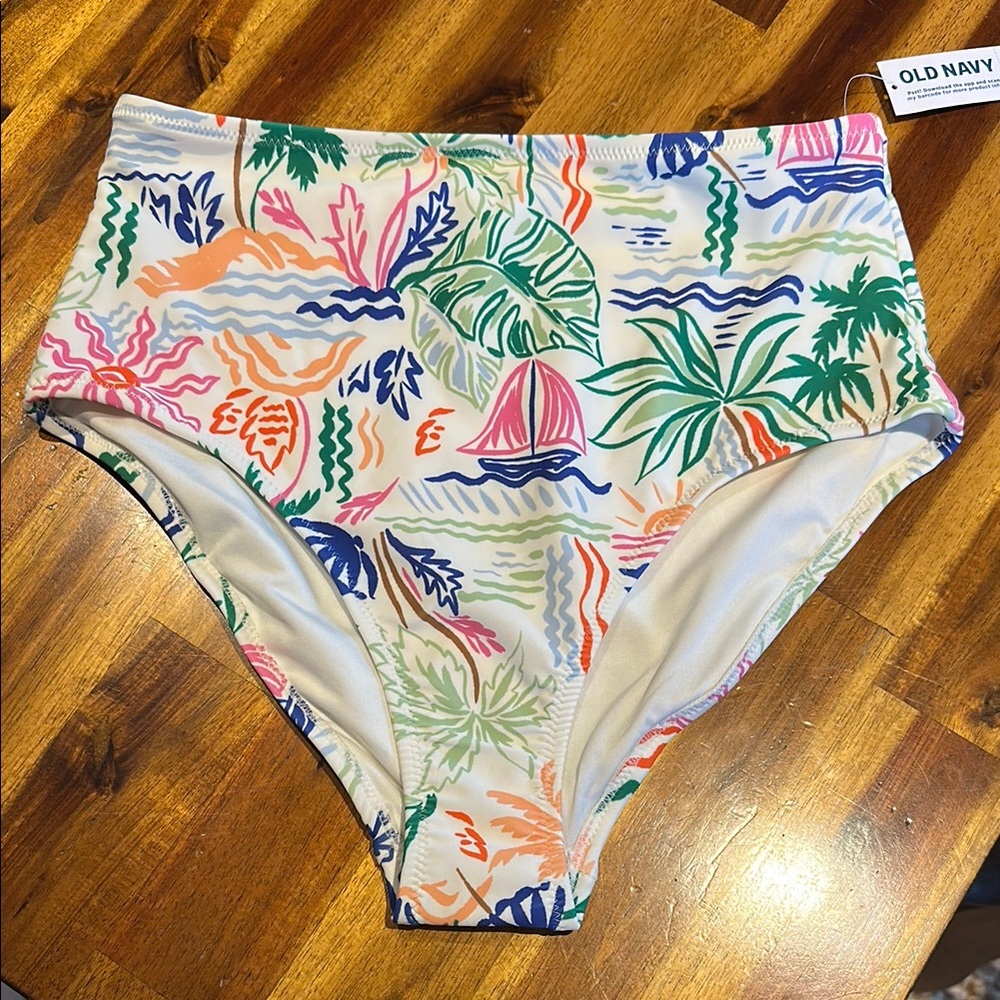 Old Navy Multicolor Tropical Print Bikini Bottom